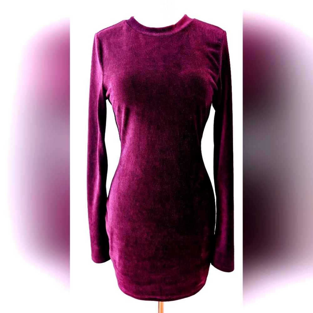 Plum velvet dress